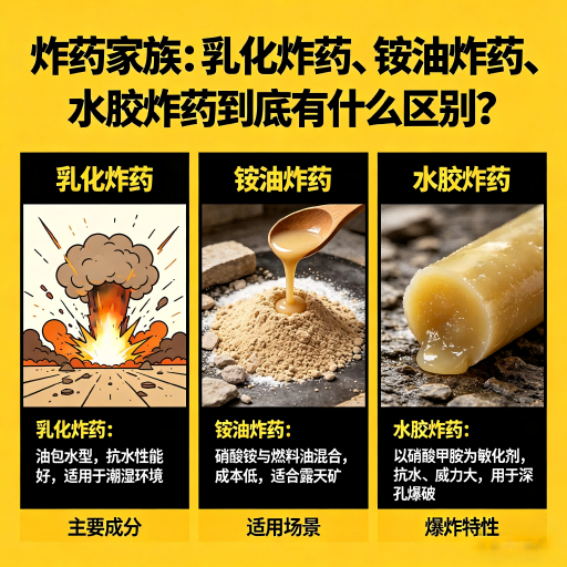 海安炸药家族：乳化炸药、铵油炸药、水胶炸药到底有什么区别？